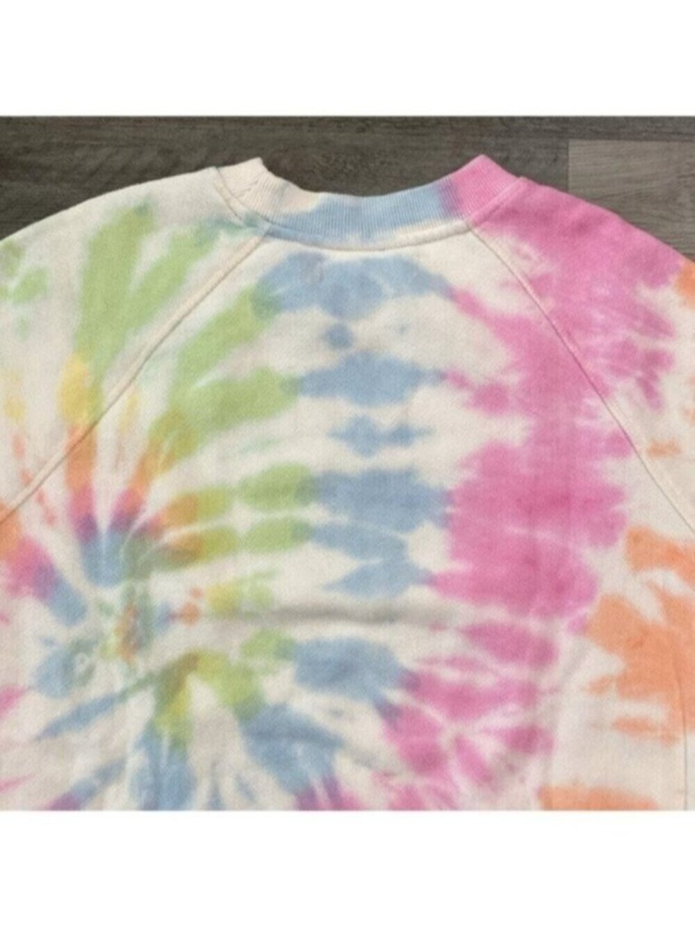 Spiritual Gangster Sweatshirt Womens Medium White Tie Dye Happy Cotton Raglan - Picture 9 of 11